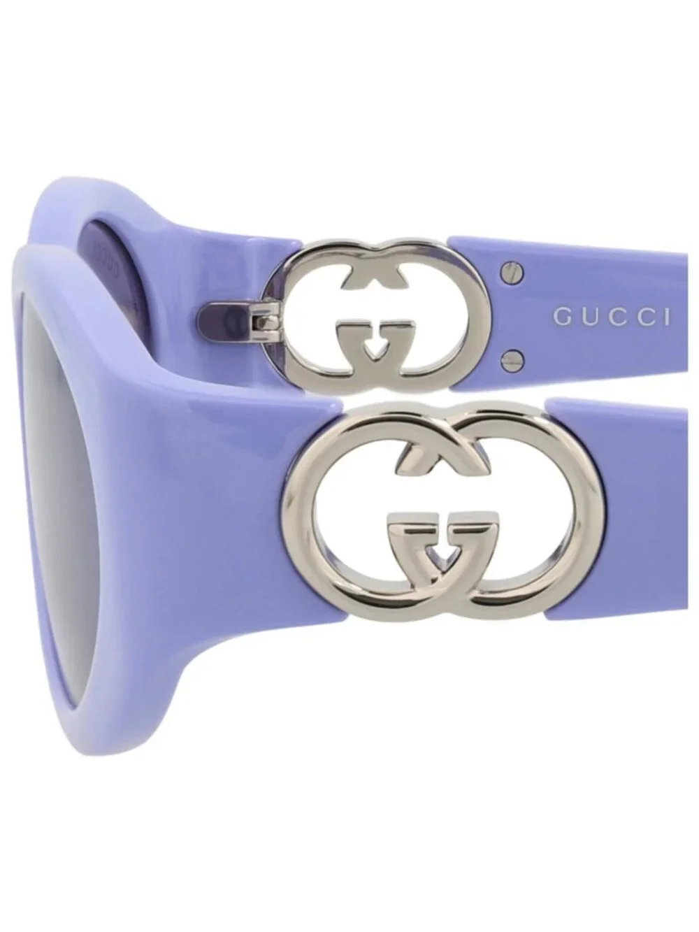 New Gucci Women's Sunglasses Round Oval Injection Frame Violet Violet Violet